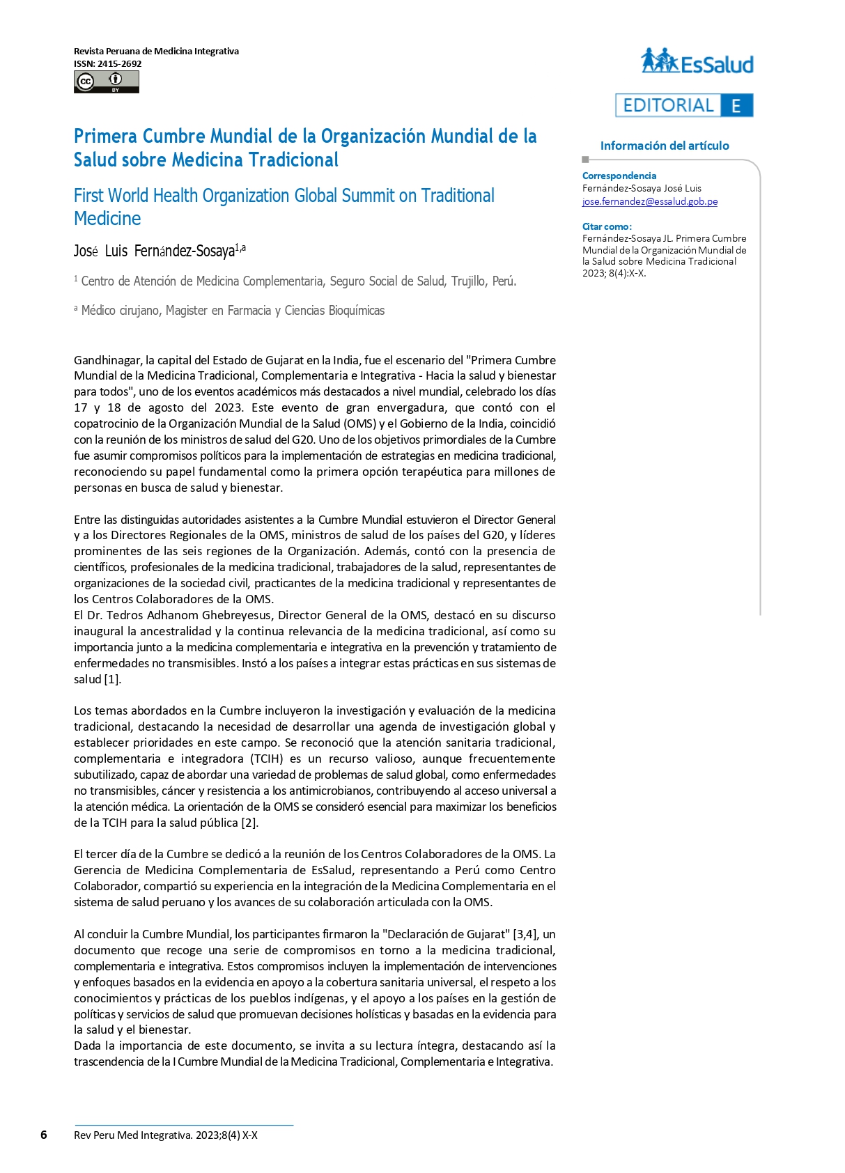 Primera Cumbre Mundial de la Organización Mundial de la Salud sobre Medicina Tradicional