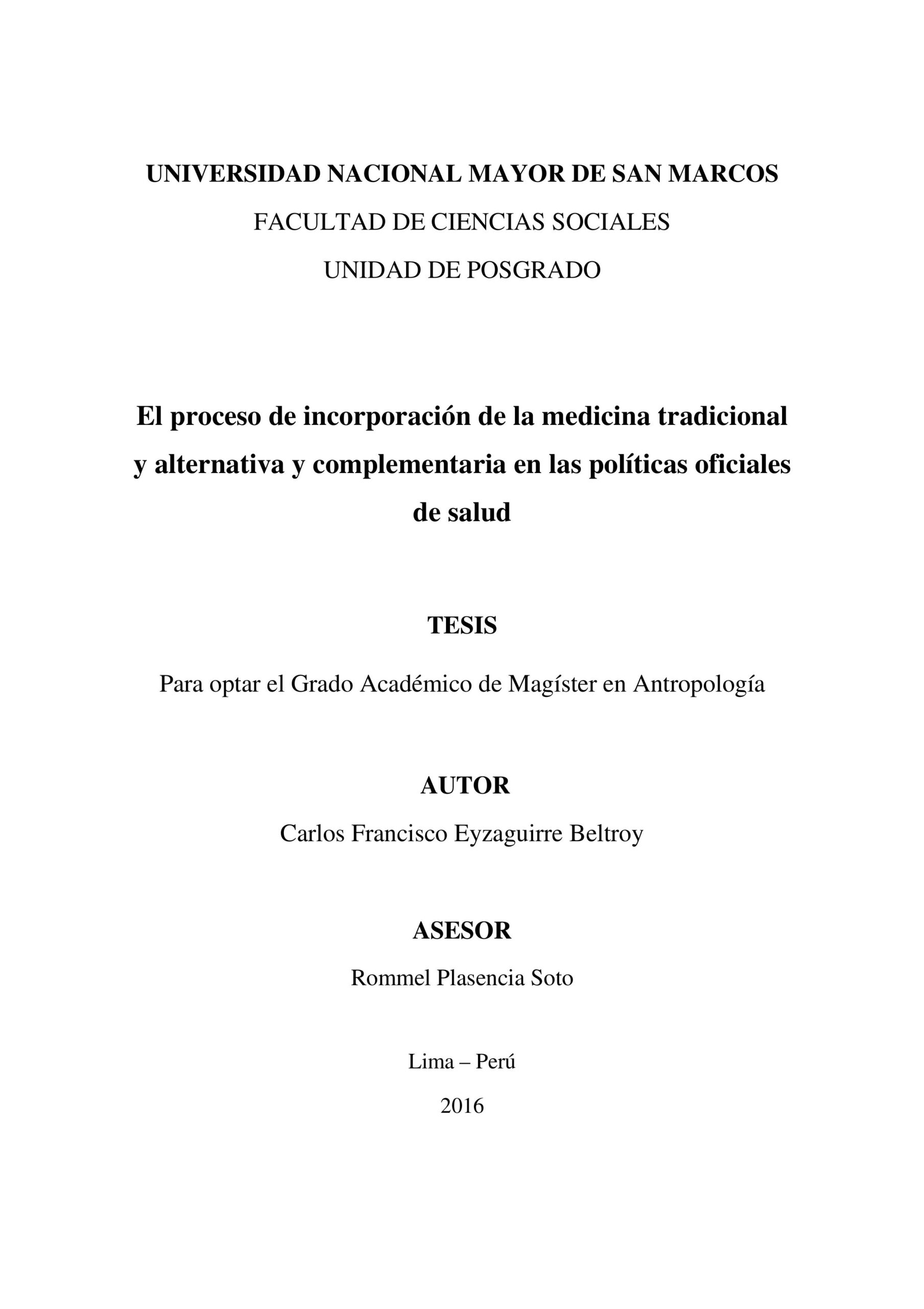El proceso de incorporación de la medicina tradicional y alternativa y complementaria en las políticas oficiales de salud