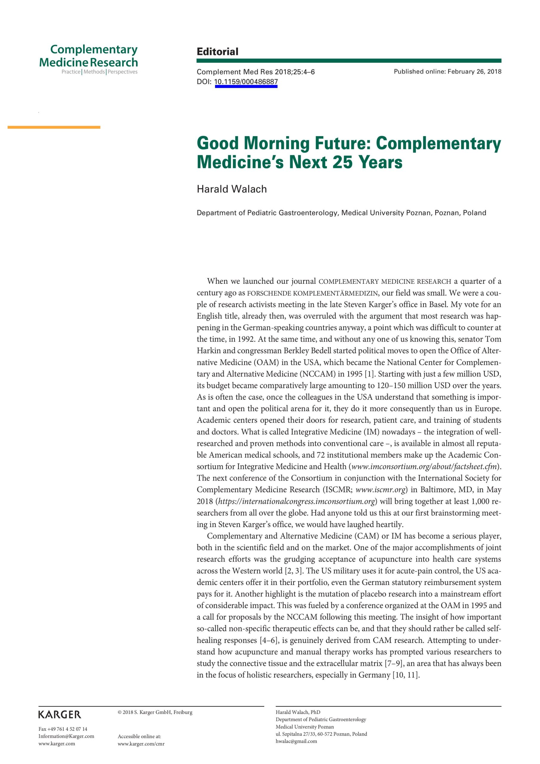 Good Morning Future: Complementary Medicine’s Next 25 Years