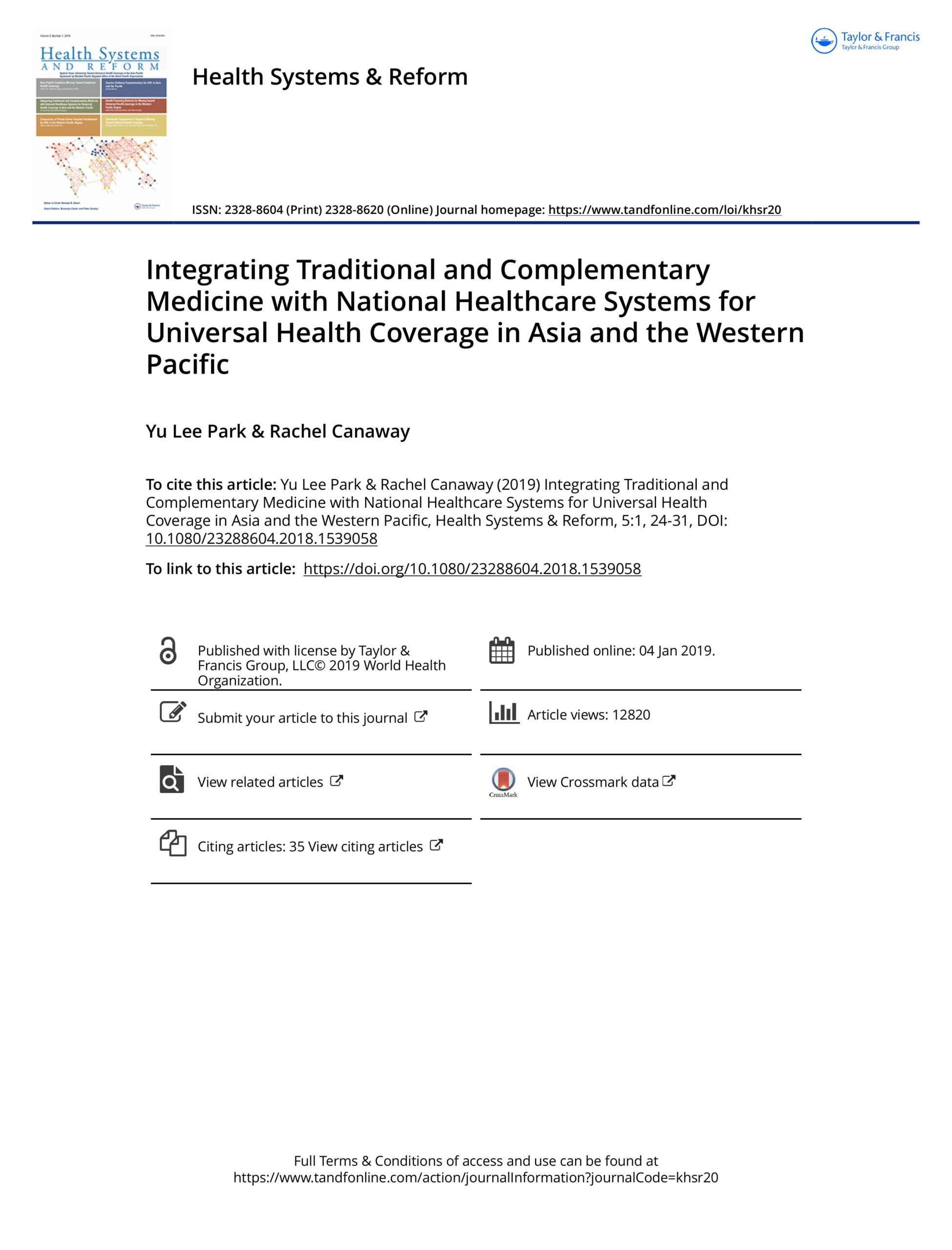 Integrating Traditional and Complementary Medicine with National Healthcare Systems for Universal Health Coverage in Asia and the Western Pacific