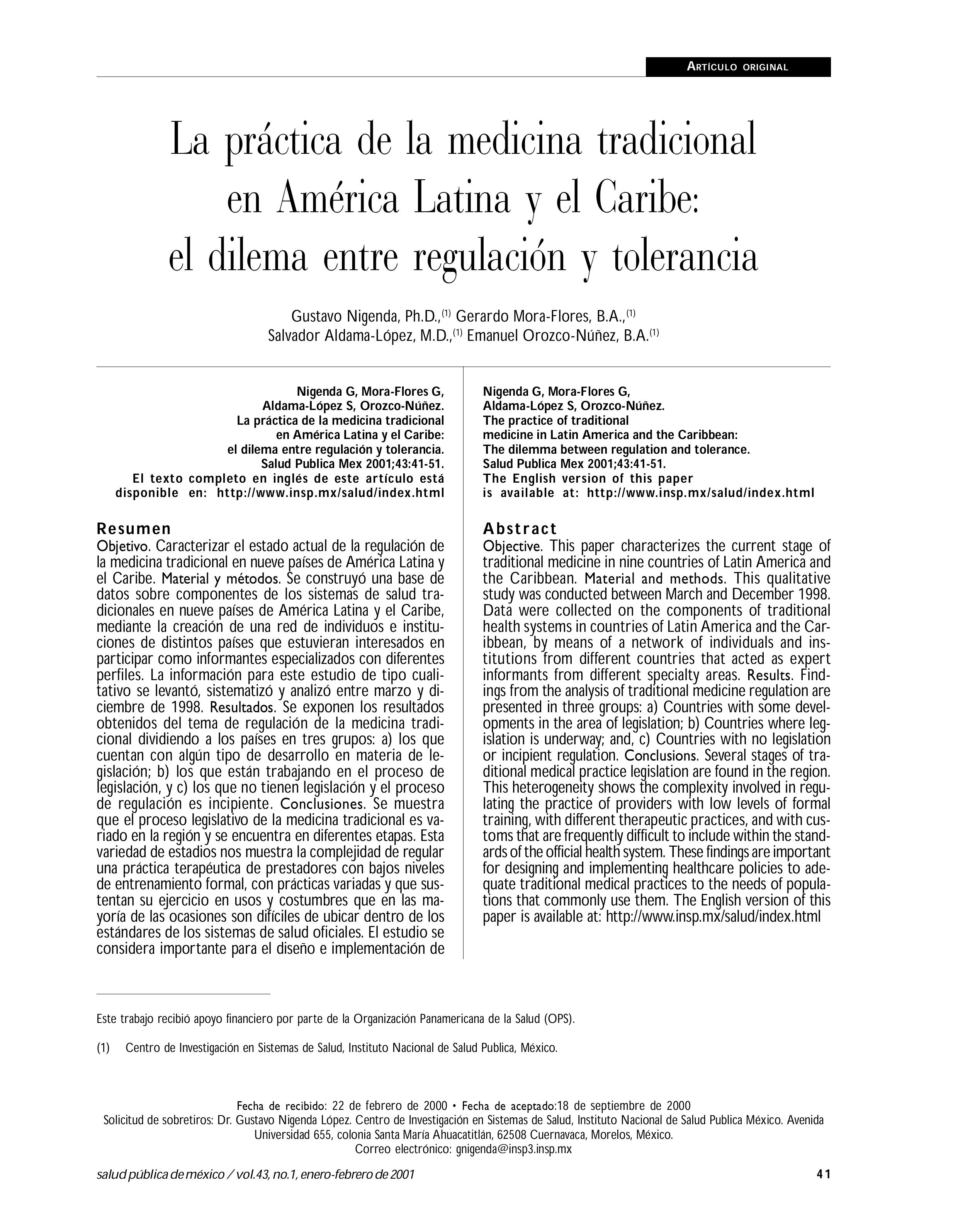 La práctica de la medicina tradicional en América Latina y el Caribe: el dilema entre regulación y tolerancia