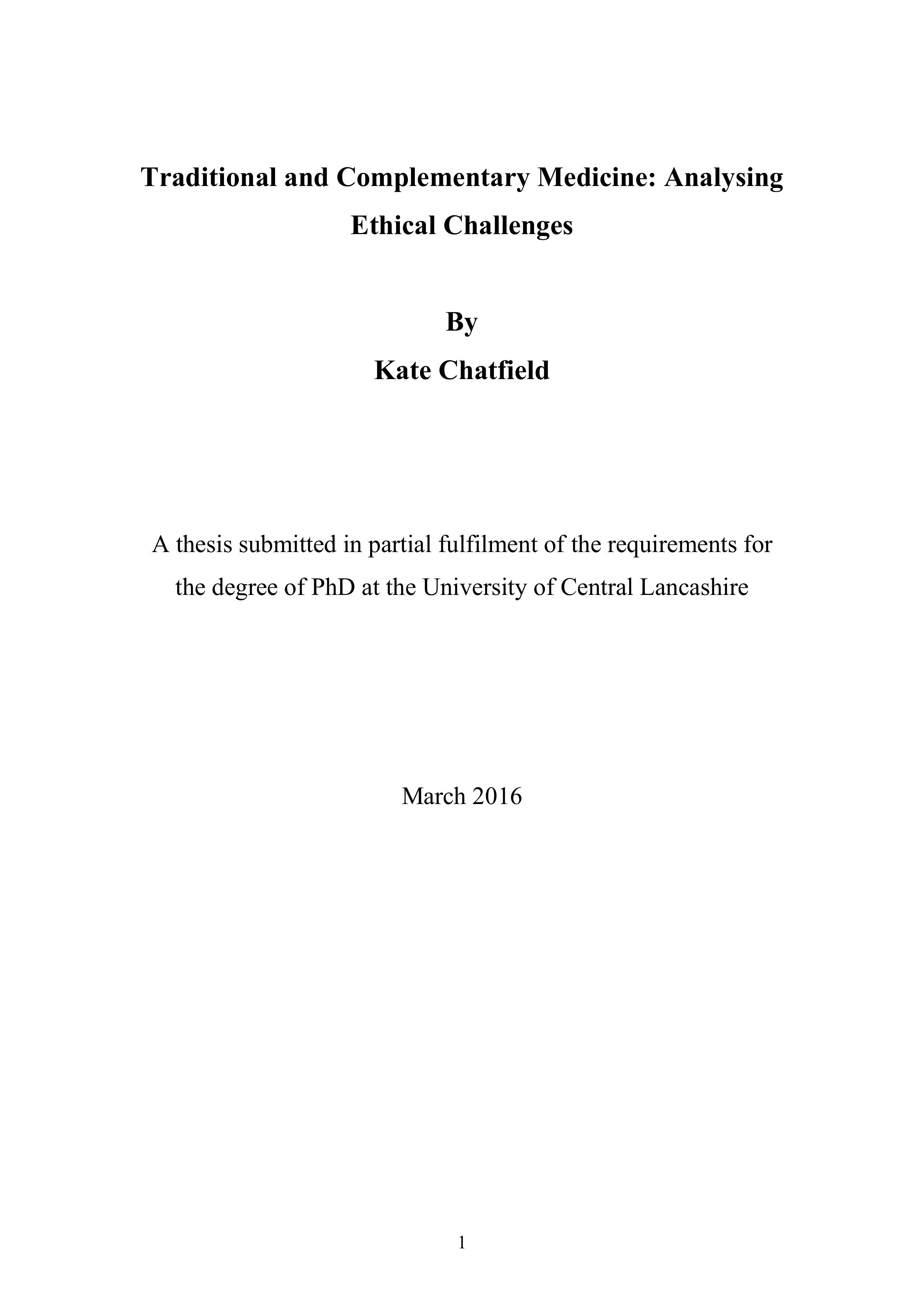 Traditional and Complementary Medicine: Analysing Ethical Challenges